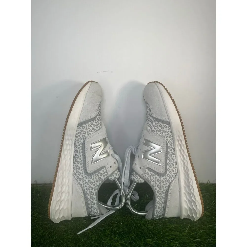 New Balance 574 Women’s Sneakers Gray Leopard Print Suede Casual Shoes Size 6.5